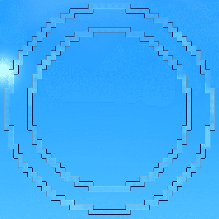 Decorative glass circles sized around an Aura Extractor and Prismite or Prismaline wells.